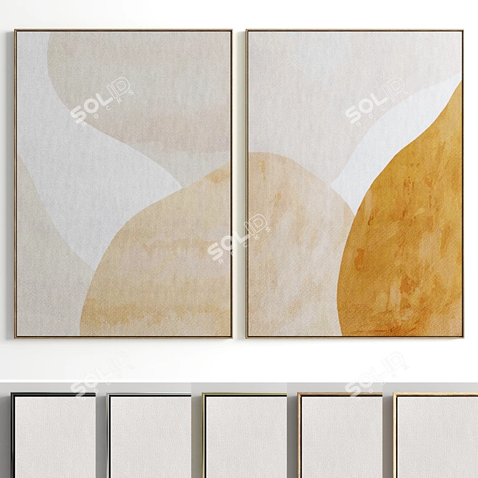 Modern Art Frames Set 3D model image 1