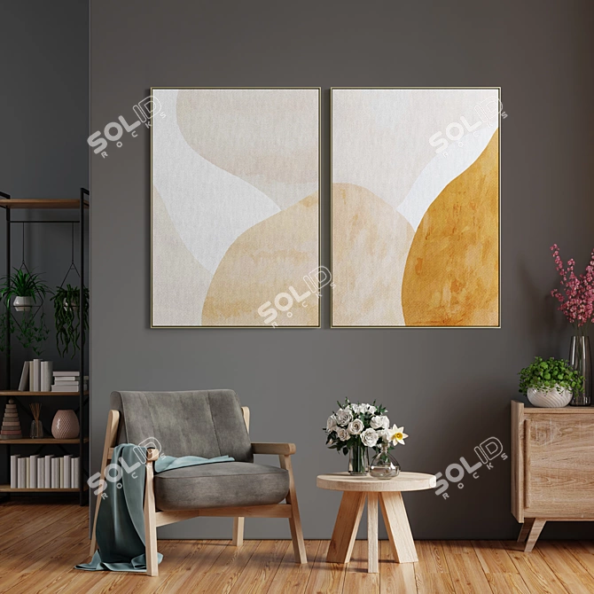 Modern Art Frames Set 3D model image 4