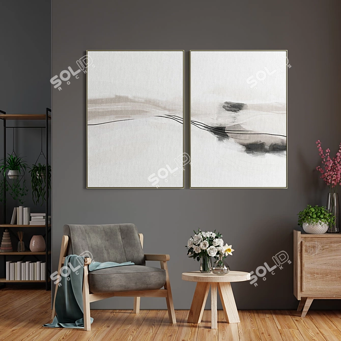 Elegant Frame Set for Interior Decor 3D model image 4