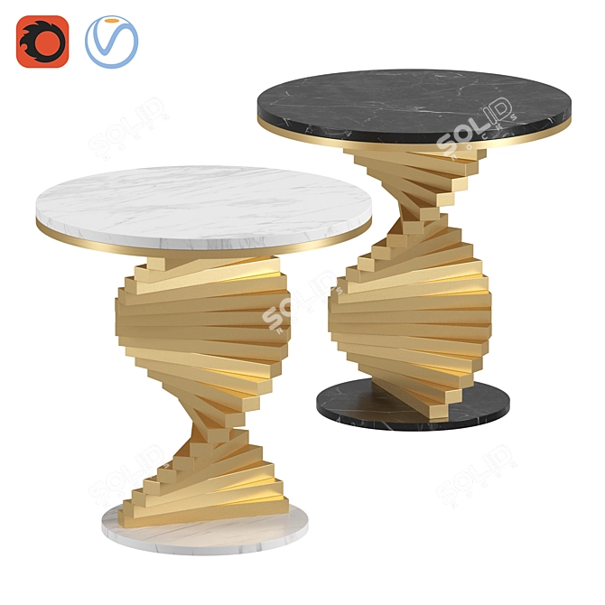 Title: Marble-top Modern Side Table 3D model image 1