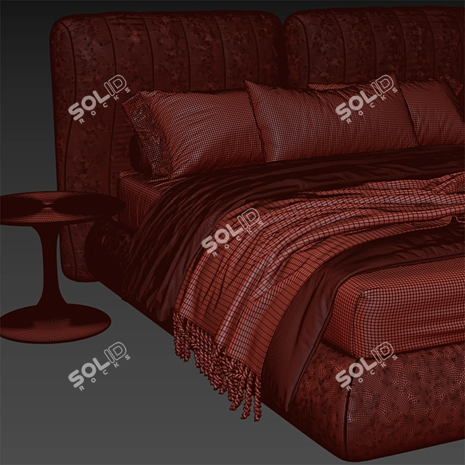 Modern Bed with UV Mapping 3D model image 4