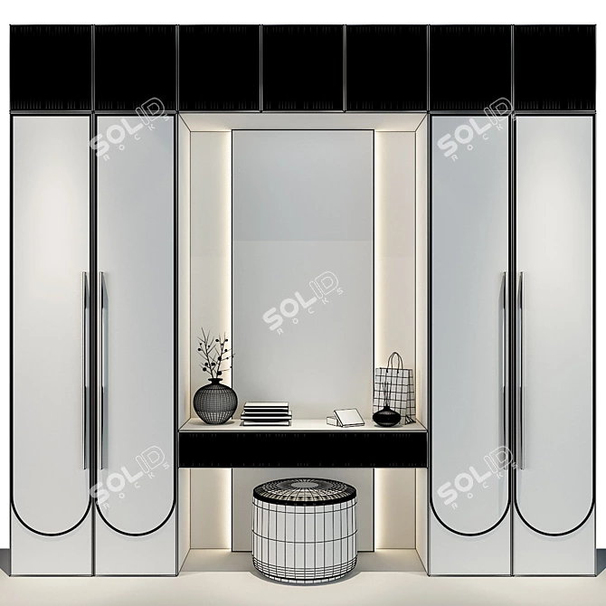 Elegant Hallway Cabinet Set 3D model image 2