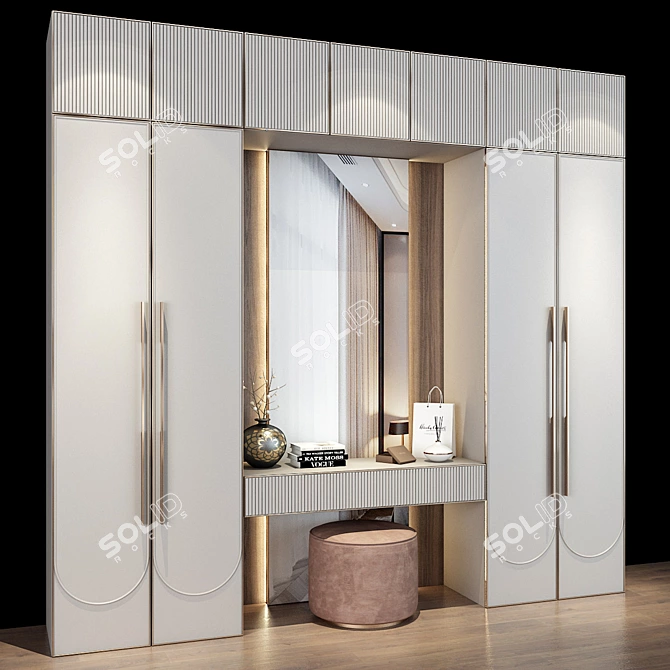 Elegant Hallway Cabinet Set 3D model image 3