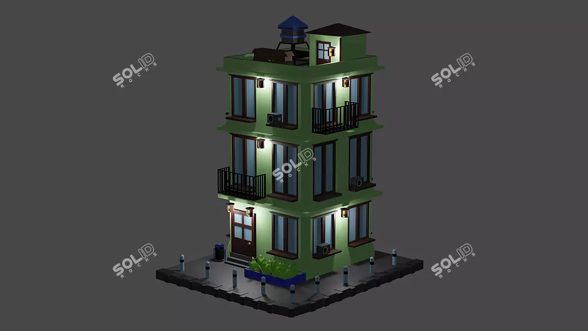 Italian House: Low-Poly Model for Blender 3D model image 1