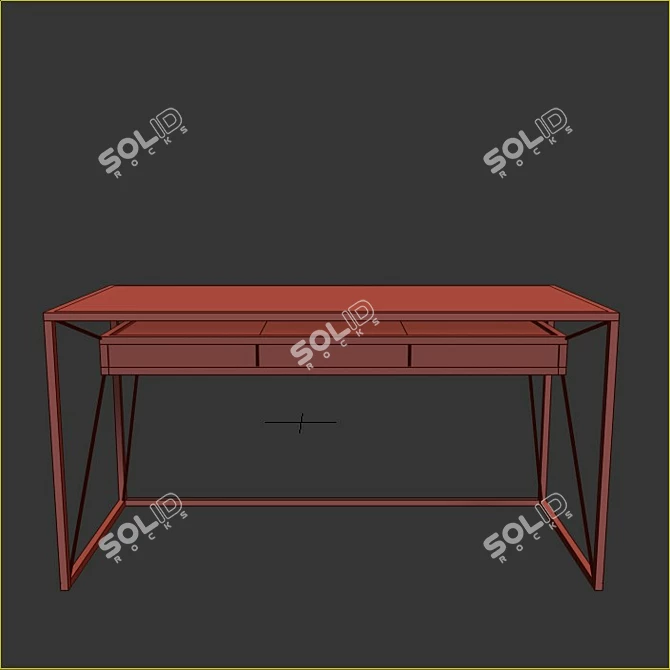 Industrial Oak and Glass Loft Table 3D model image 2
