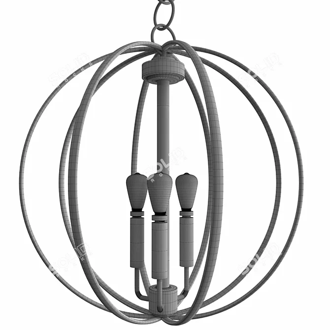 Elegant Glass Sphere Chandelier 3D model image 2