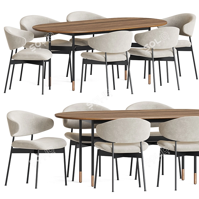 Luxury Luz Harri Dining Set 3D model image 1