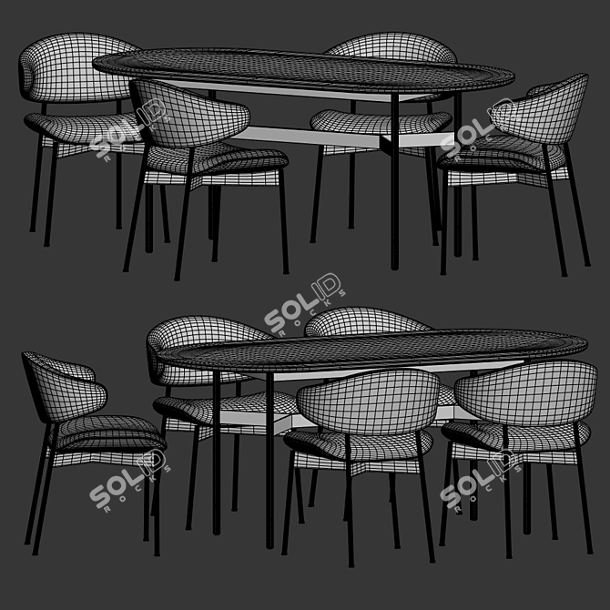 Luxury Luz Harri Dining Set 3D model image 3