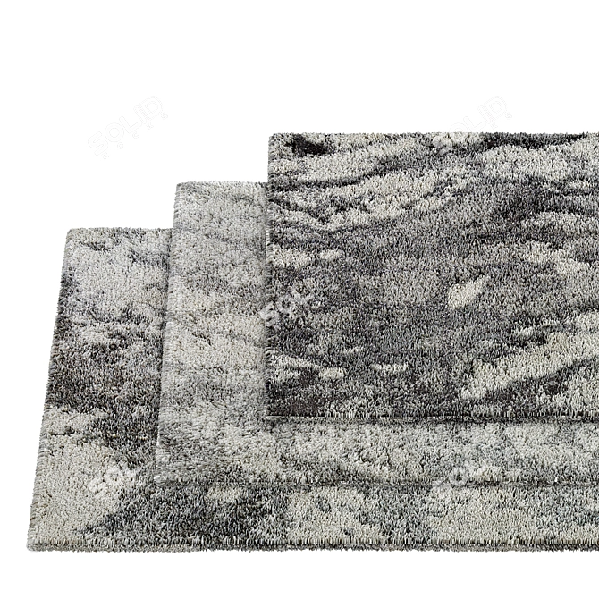 Elegant Gray Silk Wool Carpet 3D model image 2