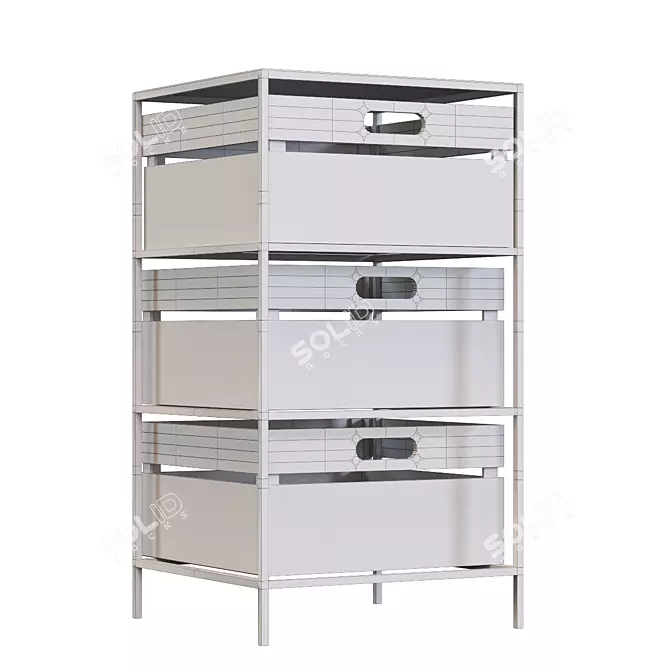 Aloes Metal 3-Drawer Storage: Chic, Compact & Stylish 3D model image 3