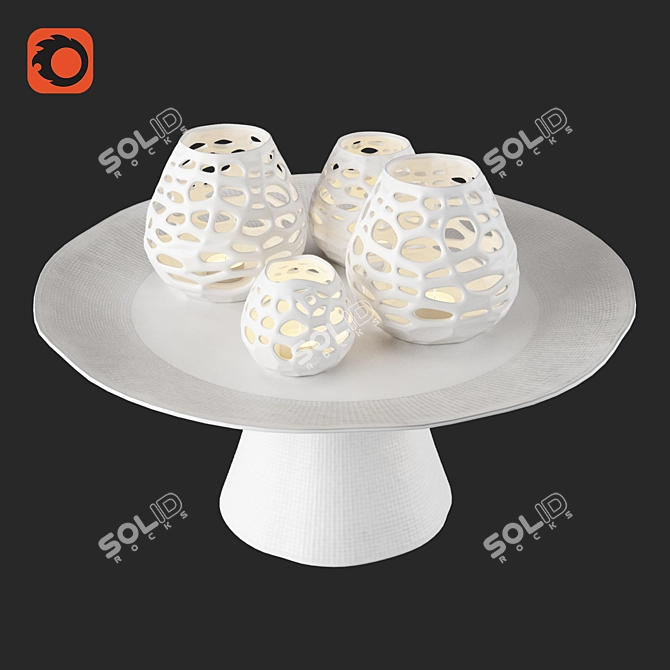 Elegant Cake Stand and Candle Holders Set 3D model image 1