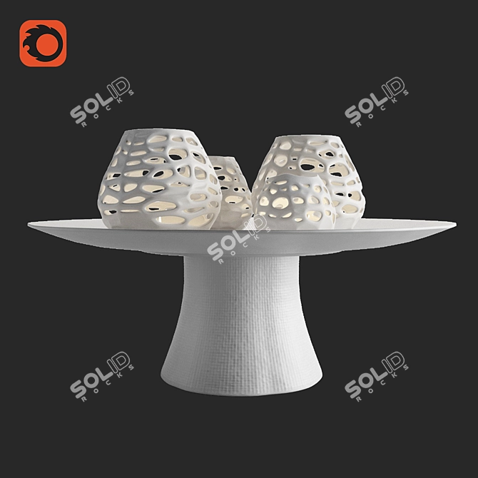 Elegant Cake Stand and Candle Holders Set 3D model image 2