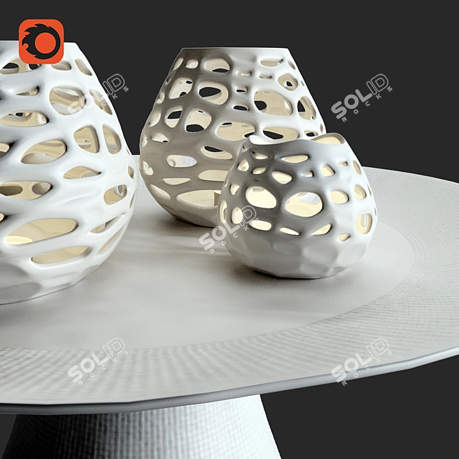 Elegant Cake Stand and Candle Holders Set 3D model image 3