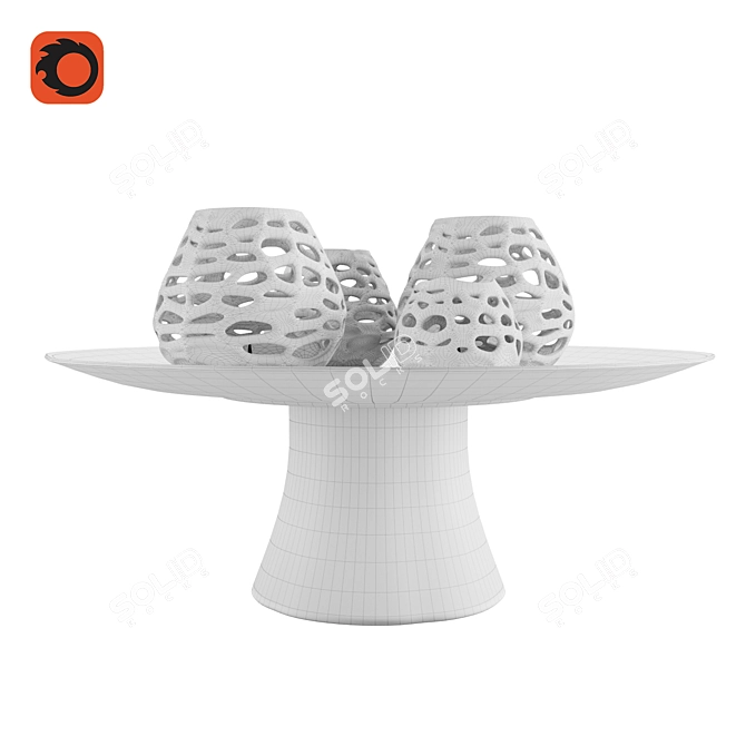 Elegant Cake Stand and Candle Holders Set 3D model image 4