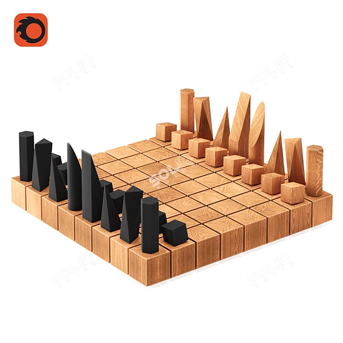 Sleek James Perse Chess Set 3D model image 2