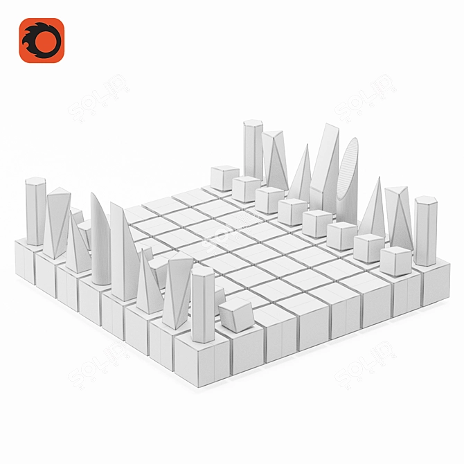 Sleek James Perse Chess Set 3D model image 3