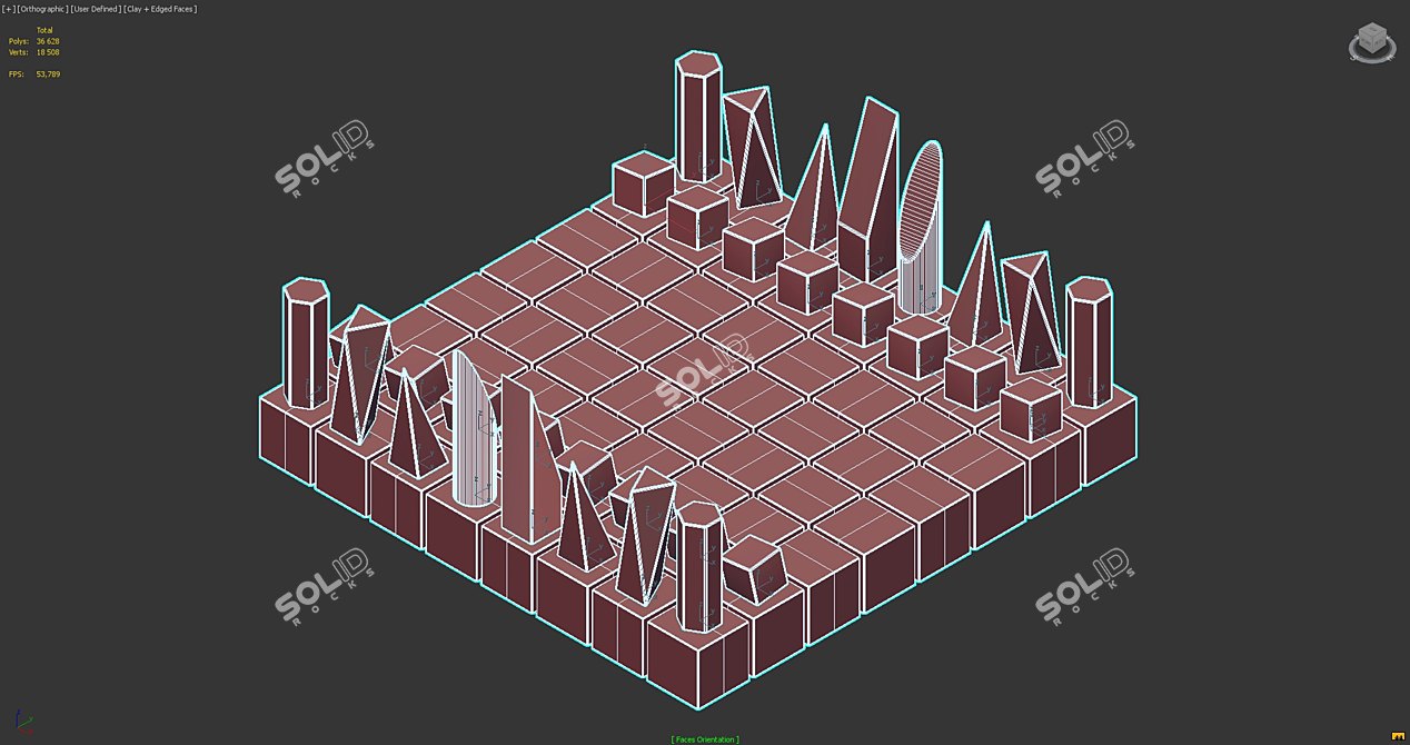 Sleek James Perse Chess Set 3D model image 7