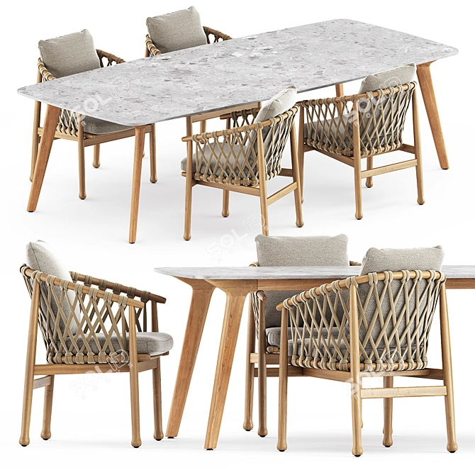 Ginestra Outdoor Chairs & Torsa Dining Table: A Perfect Outdoor Set! 3D model image 1