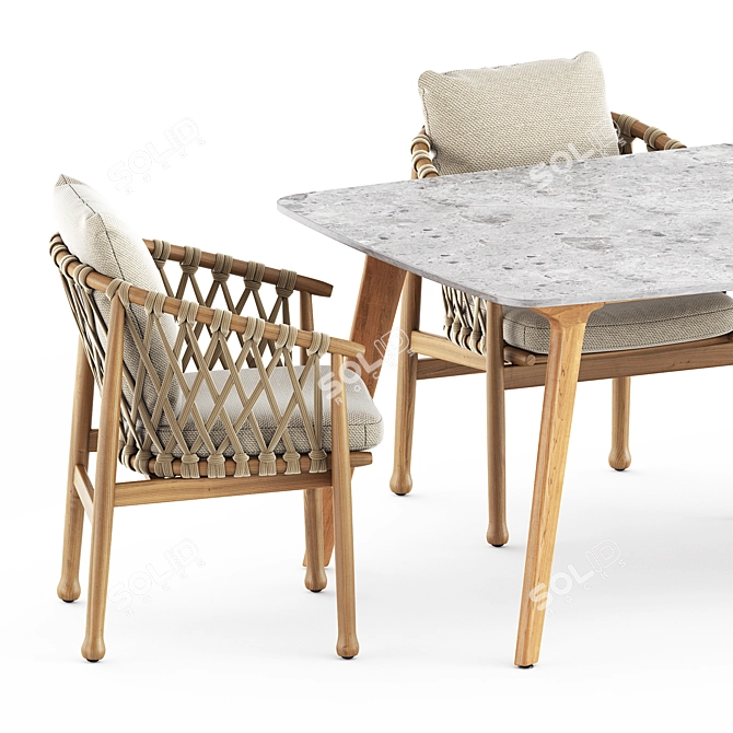 Ginestra Outdoor Chairs & Torsa Dining Table: A Perfect Outdoor Set! 3D model image 2