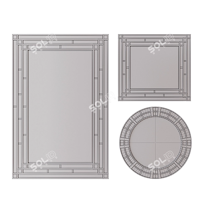 Elegant Geometric Decor Mirror 3D model image 4