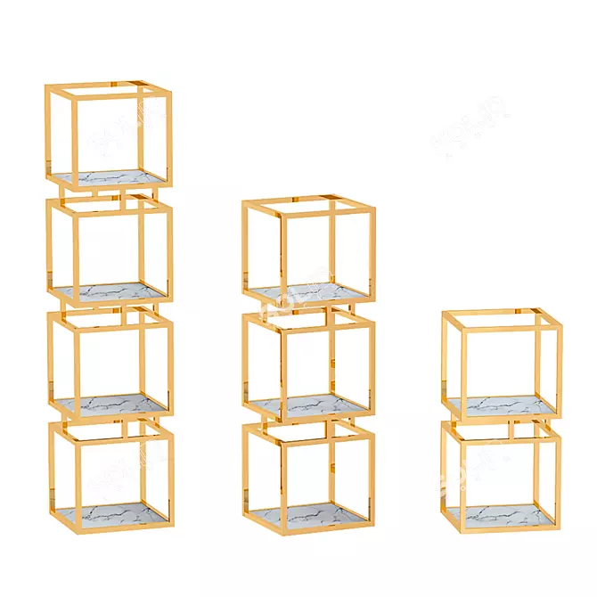 Minimalist Gold Metal Shelf 3D model image 1