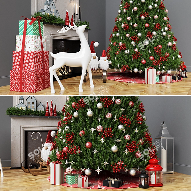 Christmas Tree Decor Set (Corona) 3D model image 5