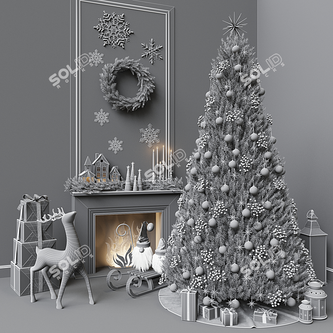 Christmas Tree Decor Set (Corona) 3D model image 10