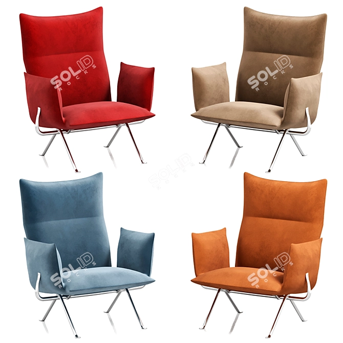 Elegant Fabric Officina Armchair 3D model image 2