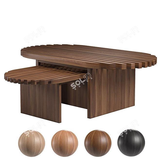 Contemporary Wooden Coffee Table 3D model image 1