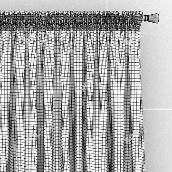 Elegant Pleated Striped Tulle 3D model image 3