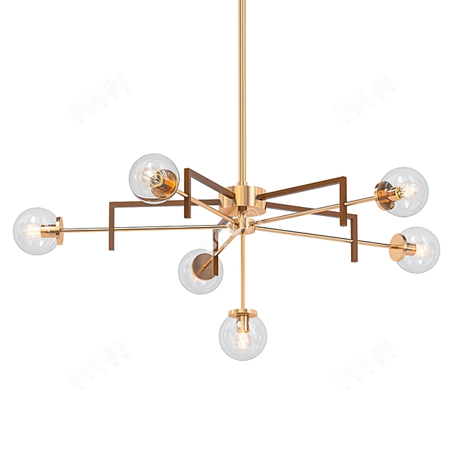 Textured Glass Sterling Chandelier 3D model image 1