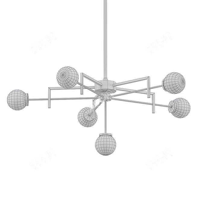 Textured Glass Sterling Chandelier 3D model image 2