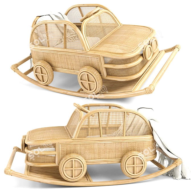 Ride in Style with Kids Rattan BMW 3D model image 1