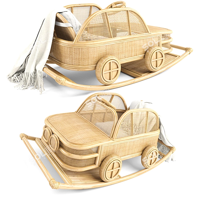 Ride in Style with Kids Rattan BMW 3D model image 2