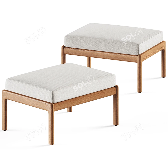 Ethnicraft Outdoor Ottoman: Stylish and Functional 3D model image 1