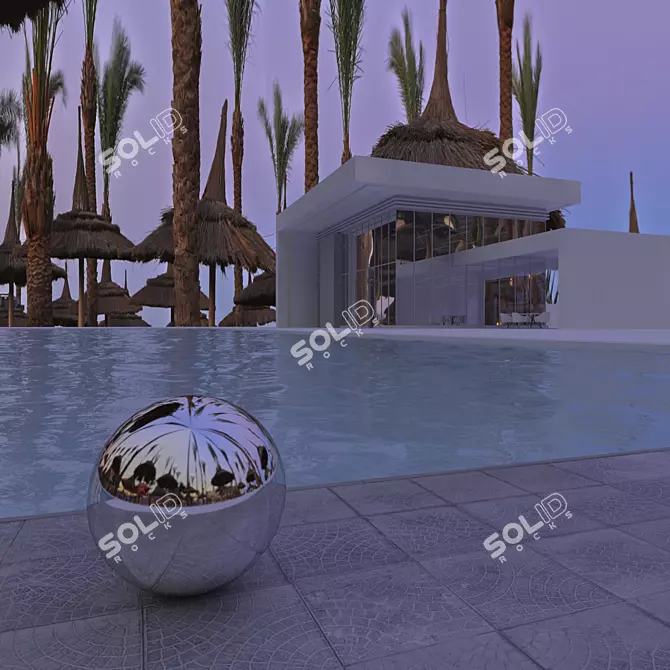 Egyptian Evening HDRI: Stunning Illumination of a Poolside Home 3D model image 7