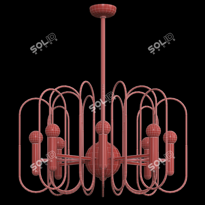 Elegant Brass Chandelier: Gaetano Sciolari 3D model image 2