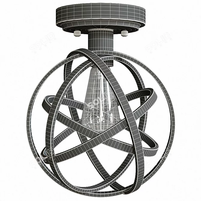 Industrial Atom LED Ceiling Light 3D model image 2