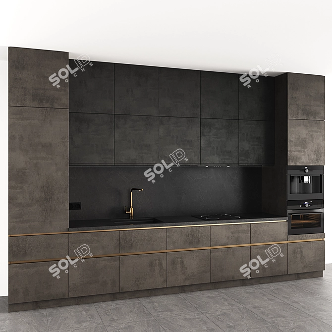 Modern Hi-Tech Kitchen Set 3D model image 4