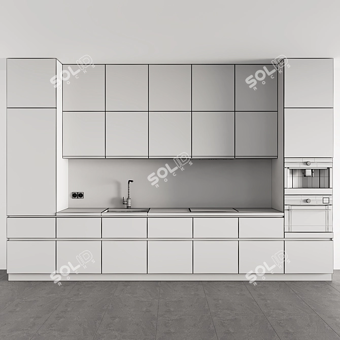 Modern Hi-Tech Kitchen Set 3D model image 5