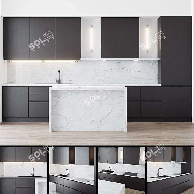 Modern Miele Kitchen: KM 6319 Hob Panel 3D model image 2