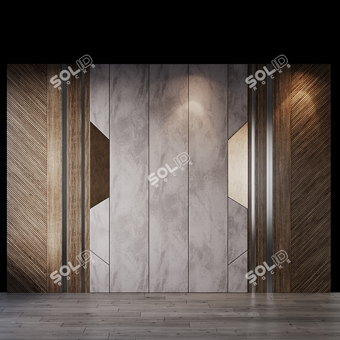 Title: Elegant Wall Panel with Headboard 3D model image 1