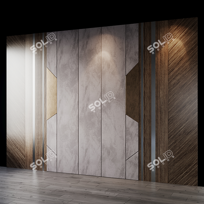 Title: Elegant Wall Panel with Headboard 3D model image 3