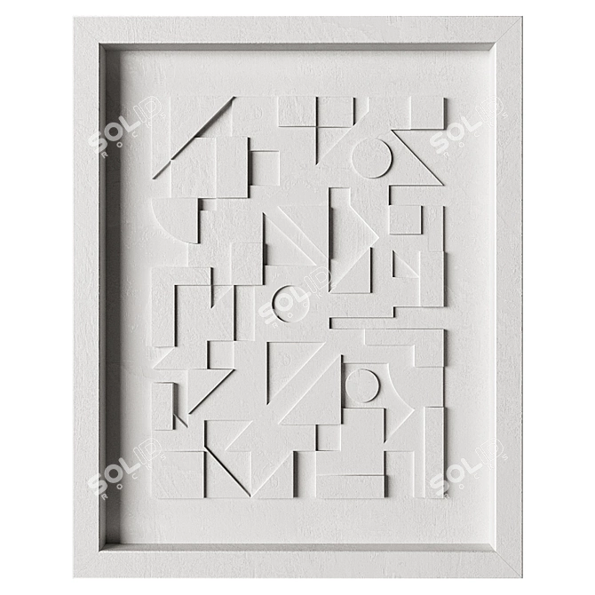 Modern Geometric Wall Relief Art 3D model image 2