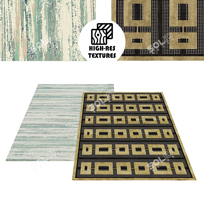 Irregular Geometric Modern Rug Set 3D model image 1