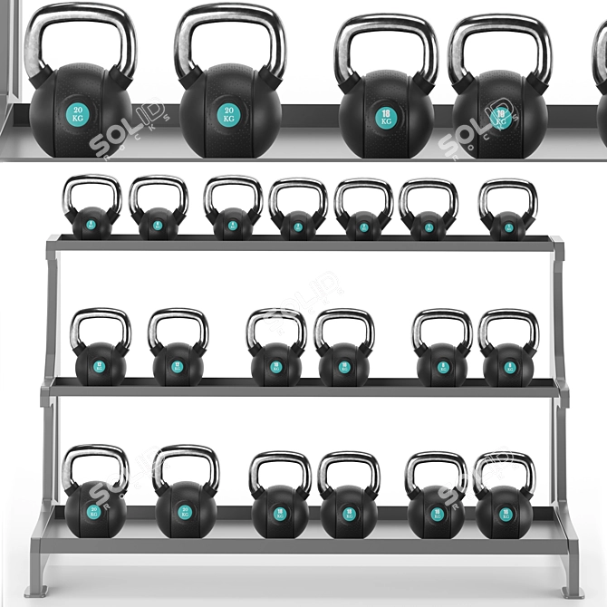 Gym-Tools Fitness Kettlebell Set 3D model image 1