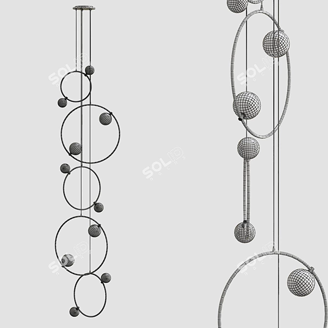 Modern Drops Cluster Pendant Light 3D model image 2