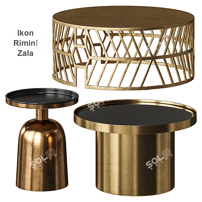 Sleek Steel Coffee Tables: Rimini, Ikon, Zala 3D model image 1