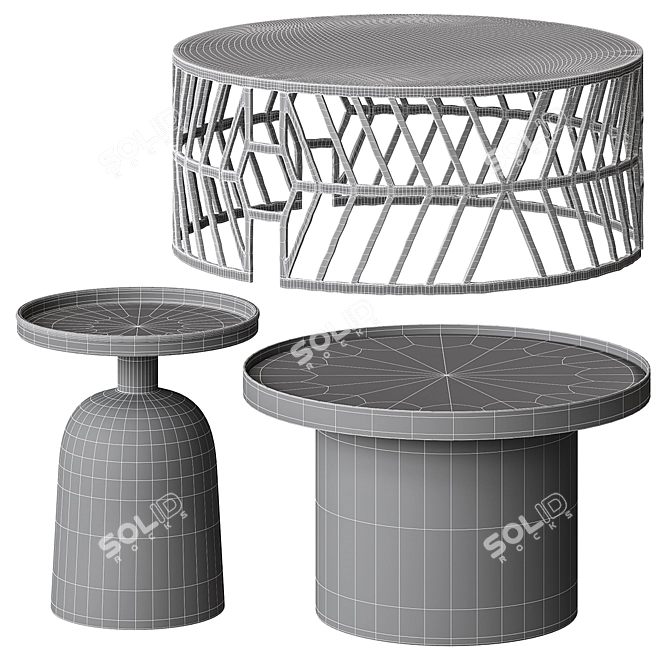 Sleek Steel Coffee Tables: Rimini, Ikon, Zala 3D model image 2