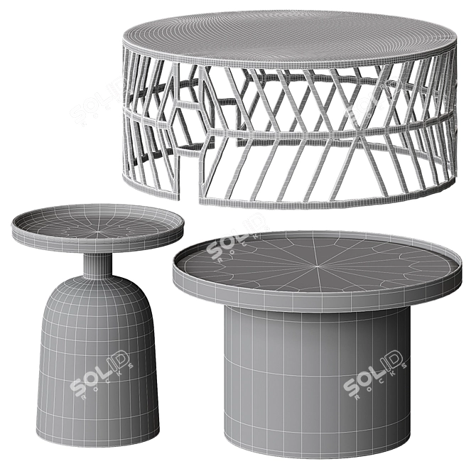 Sleek Steel Coffee Tables: Rimini, Ikon, Zala 3D model image 4